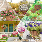 ZeeDix 2 Pack 18 Inch Large Hanging Baskets for Plants Outdoor with Coconut Liners Replacement, Hanging planters Baskets with Natural Coco Liner for Outdoor Indoor Planters Flowers Vegetables