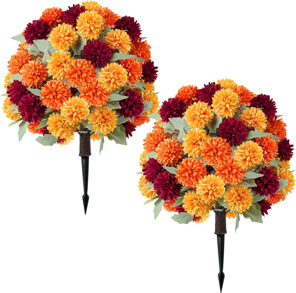 auihiay fall flowers artificial topiary balls, fake mums, main product view