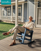 SERWALL Oversized Outdoor Rocking Chair Set of 2, HDPE Rocker for Adults, Patio Rocking Chairs for Porch, Blue