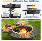 43" large fire pit for outside with 2 showing dimensions