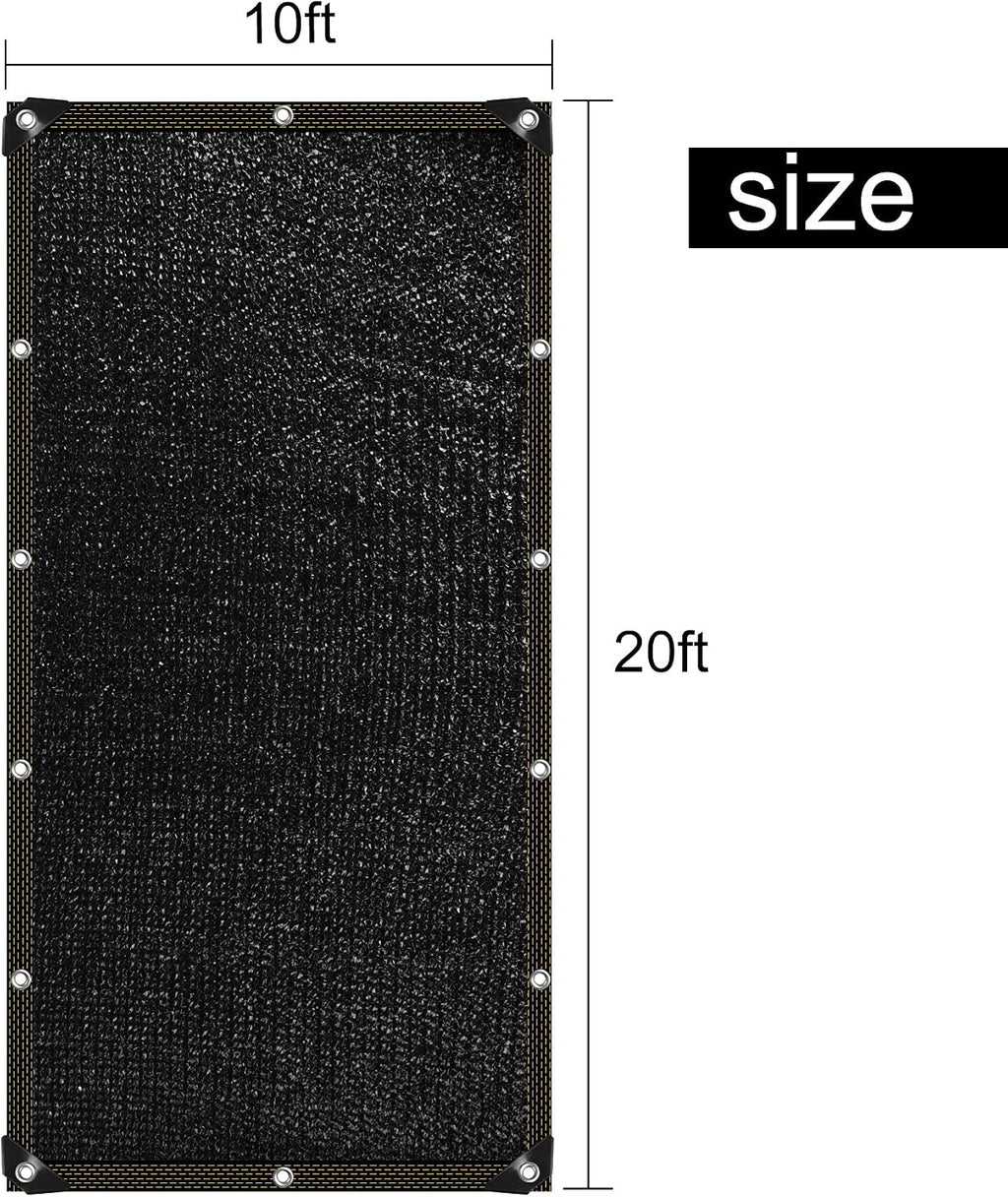 tuparka 90% black shade cloth 10ft x 20ft showing dimensions