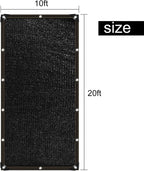tuparka 90% black shade cloth 10ft x 20ft showing dimensions