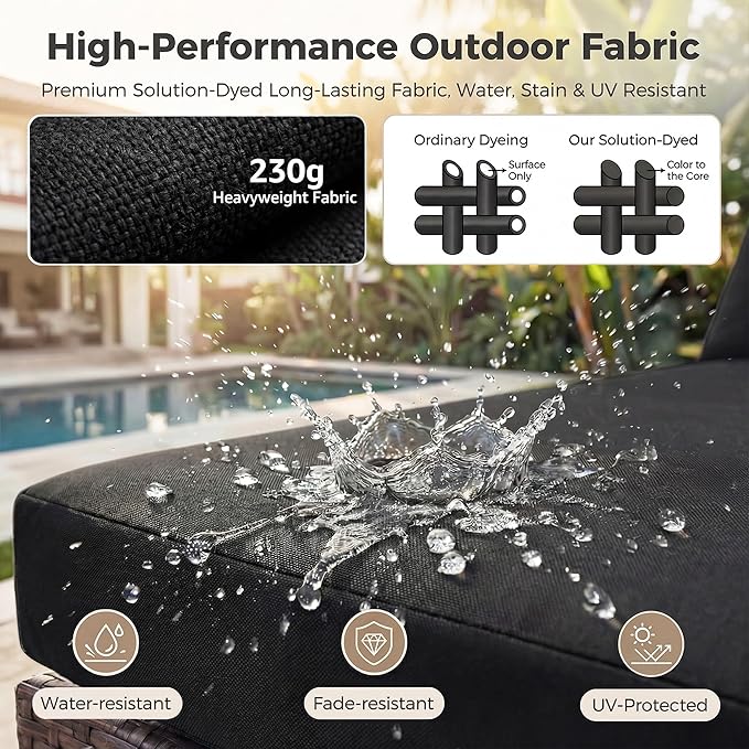 NICESOUL 11 Piece L-Shaped Outdoor Patio Furniture Set with Fire Pit Natural Gas/Propane, 29.3'' High Back Conversation Set, Extra Large Deep Couch Sofa Sectional Sets, Brown Rattan and Black Cushion
