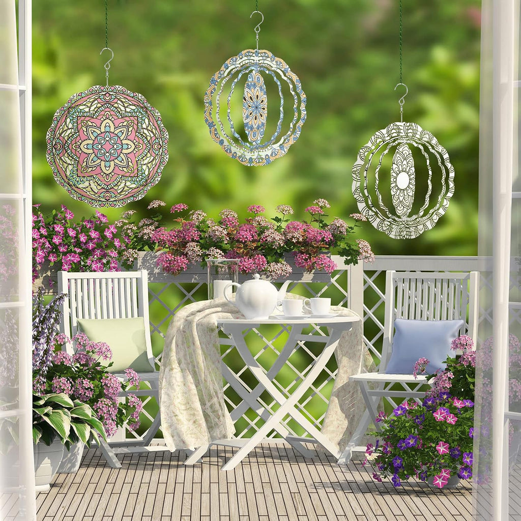 Weysat 6 Pack Sublimation Wind Spinner Blanks 3D Aluminum Wind Spinners Hanging Spinners DIY Crafts Ornaments for Indoor Outdoor Garden Yard Window Porch Front Door Decoration (12 Inch)