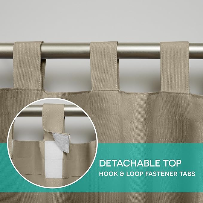 Exclusive Home Cabana Solid Indoor/Outdoor Light Filtering Hook-and-Loop Tab Top Curtain Panel, 54"x108", Taupe, Set of 2