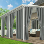 Outdoor Curtains for Patio Waterproof - 6 Panels Privacy Weatherproof Outside Curtains with Grommets for Pergola, Gazebo, Porch, Cabana, Balcony, 54 x 84 Inch, Grey