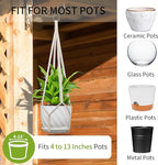 Macrame Plant Hanger, Fits 4-13 Inch Pots, Boho Hanging Plant Holder for Indoor Outdoor, 35 Inch, White (No Flowerpot)