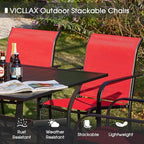 VICLLAX Patio Table and Chair Set of 10, All Weather Metal Round Outdoor Dining Furniture Set-59.9" Round Outdoor Table and Chairs, Black Tabletop