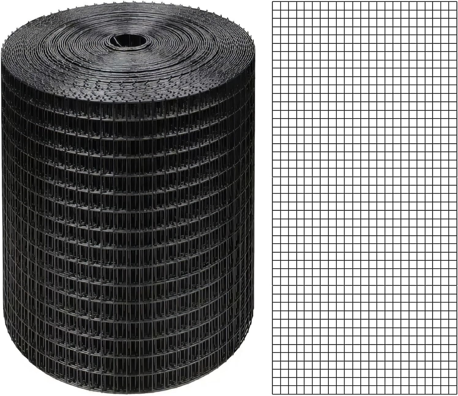 Black Hardware Cloth 4'' x 10' PVC Steel Vinyl Coated 1/4inch Galvanized Wire Mesh Roll (23GA) Chicken Wire Fence Roll, for coop Fences,Screen mesh, Rabbit/Snake Fences, Poultry enclosures, etc.
