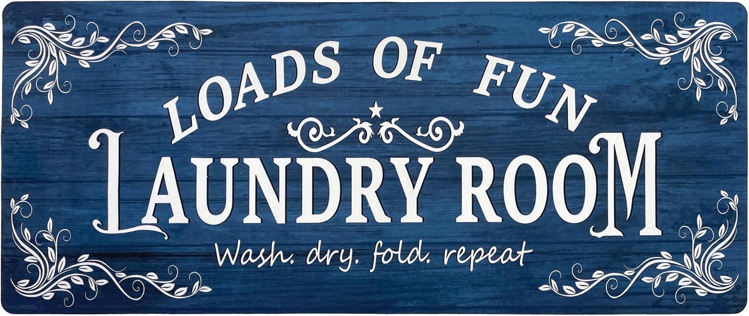 Lansny 20''x48'' Laundry Room Rug Non Slip Waterproof Laundry Mat | Navy Blue;Laundry Room Runner Rug;Farmhouse Laundry rug for Bathroom Washroom Mudroom Floor Decor;4ft Runner Rug Non Skid