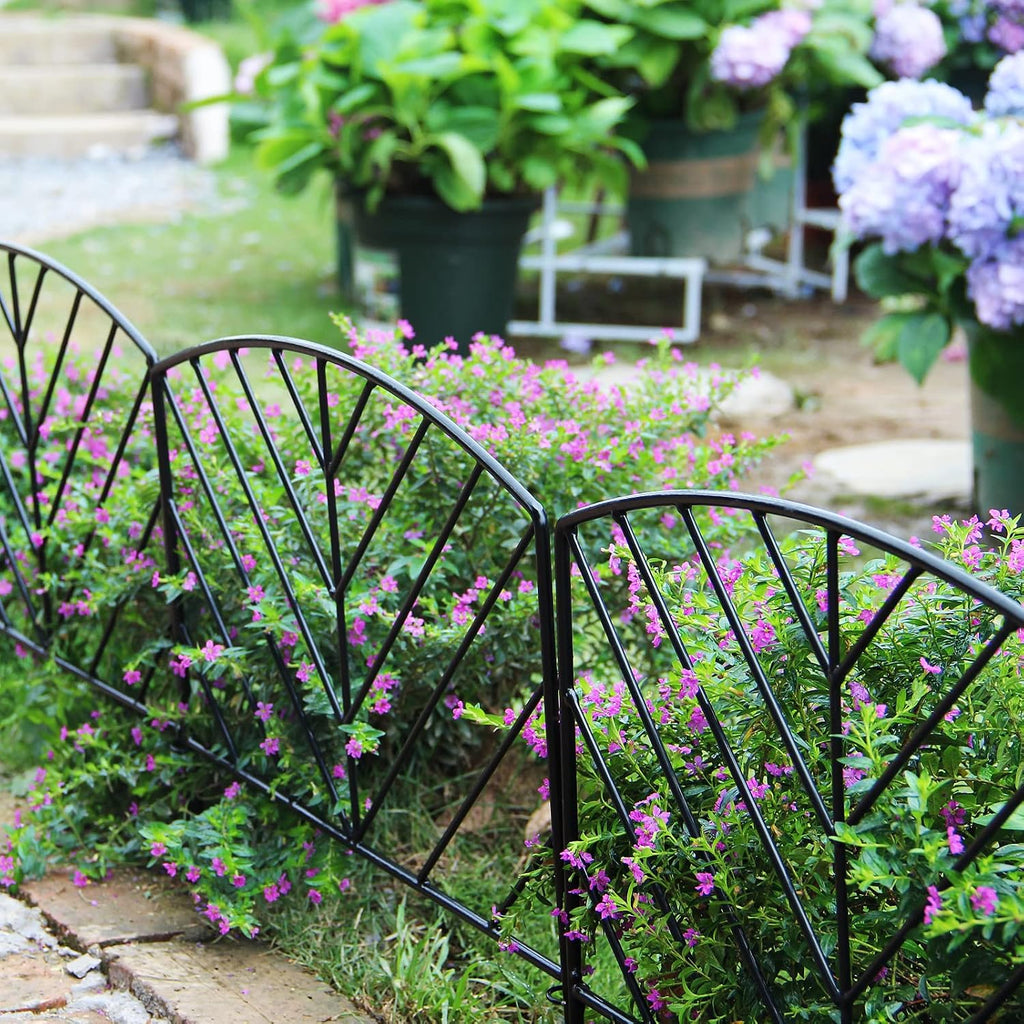 decorative fence 17in x 7.9ft garden metal fence showing dimensions