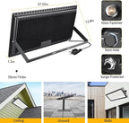 2 Pack 800W LED Flood Light Outdoor,3750W Equivalent Super Bright FloodLight with Plug,88500LM 5000K Daylight White IP66 Waterproof Commercial Lighting for Sports Fields,Counts,Arena,Stadium