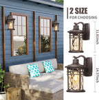 Darkaway Outdoor Wall Light Fixture,Outside Porch Lights Wall Mounted Amber Ripple Glass 2pcs Modern Exterior Waterproof Wall Sconce Lighting for House Front Door Garage