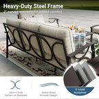 RoyalCraft 2-Pieces Outdoor Patio Furniture Set, Outdoor Metal Sectional Furniture with Cushions, Outdoor Conversation Set with Coffee Table for Backyard, Garden, Balcony, Deck, Beige