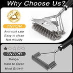 TNTOR Grill Brush Bristle Free with Scraper, 18" Handle BBQ Grill Brush for Outdoor Grill, Extra Strong Grill Cleaner Brush for Grill/Smoker/Gas/Charcoal, Father's Day Grill Gifts for Men/Dad