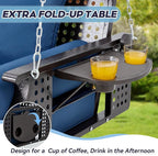 3 Seat Porch Swing, Patio Swing Bench with Cup Holders & 3 Back Cushions, Swing Chair with Chains for Deck Garden Backyard,Blue