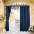 RYB HOME Outdoor Curtains for Patio Waterproof Block Sunlight Thermal Insulated Privacy Assured Thick Outside Curtains for Pergola, Cabana, Gazebo, W52 x L72, Navy Blue, 1 Panel