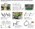Achla Designs SFB-02 Wall-Mount, 8 inch Flower Window Box Planter Brackets, 8-inch, Black