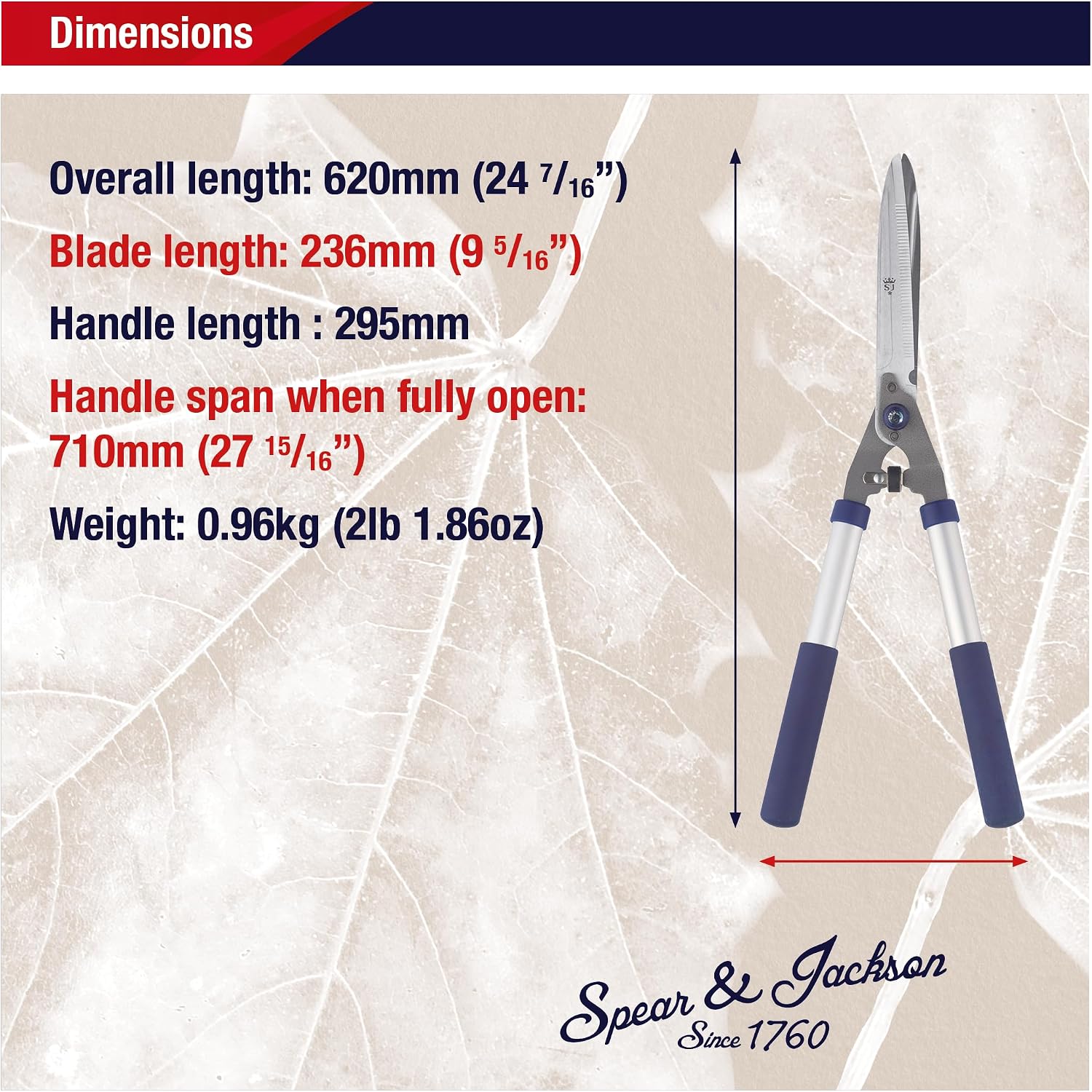 Spear & Jackson Razorsharp Notched Hedge Shears, Professional Garden Tool for Precision Trimming and Shaping, Quality Carbon Steel Blades