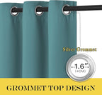 NICETOWN Sea Teal Blackout Curtains for Bedroom/Living Room 132 Inch Length - Thermal Insulated Room Darkening Grommet Top Window Curtains (100 by 132 - Inch, 1 Panel)