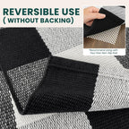 KOZYFLY Buffalo Plaid Rugs 2x4.3 Ft Black and White Rug Front Door Mat | Washable Front Door Rug, Woven Cotton Indoor Outdoor Rug, Front Porch Kitchen Entryway Patio Farmhouse Checkered Doormat