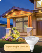 EDISHINE Flood Light Bulbs, PAR38 LED Outdoor Flood Light Bulbs, 120W Equivalent Dimmable Waterproof for Patio Yard Porch Driveway Garage, 3000K Warm Light 18W 1800LM E26 Base, 4 Pack, ETL Listed