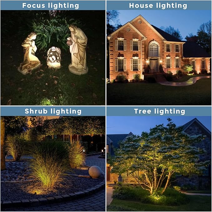 Gardencoin Solid Brass Outdoor Landscape Spotlights, 12V Heavy Duty LED Low Voltage Landscape Spot Light for Garden and Yard Uplighting, Bronze Accent Lighting Fixture Without Bulb, 4 Pack