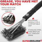 Alpha Grillers Grill Brush. Rust Proof Bbq Cleaning Scraper Accessories. Safe Stainless Steel Wire Bristle Grilling Cleaner Tools for Outdoor Barbecue Set, Incl Gas, Charcoal, Weber. Grill Brushes
