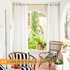RYB HOME Outdoor Sheer Linen Curtains for Patio Privacy, Waterproof Light Filtering Drapes for Gazebo Porch Pergola, 2 Pieces with Curtain Ropes, 52 inch Width x 108 inches Long