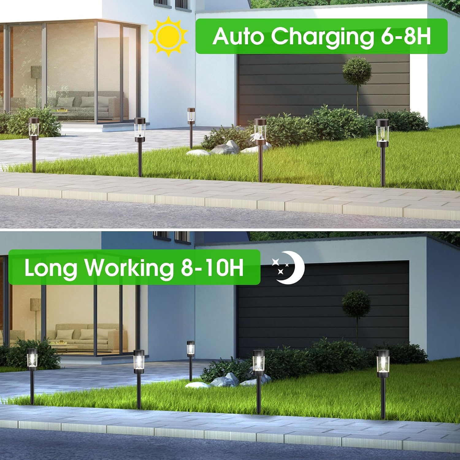 Eyrosa Solar Pathway Lights Outdoor Waterproof, 8 Pack, Cool White | Solar Landscape Lighting for Pathway Garden Yard Path Walkway Driveway Lawn Outside Décor