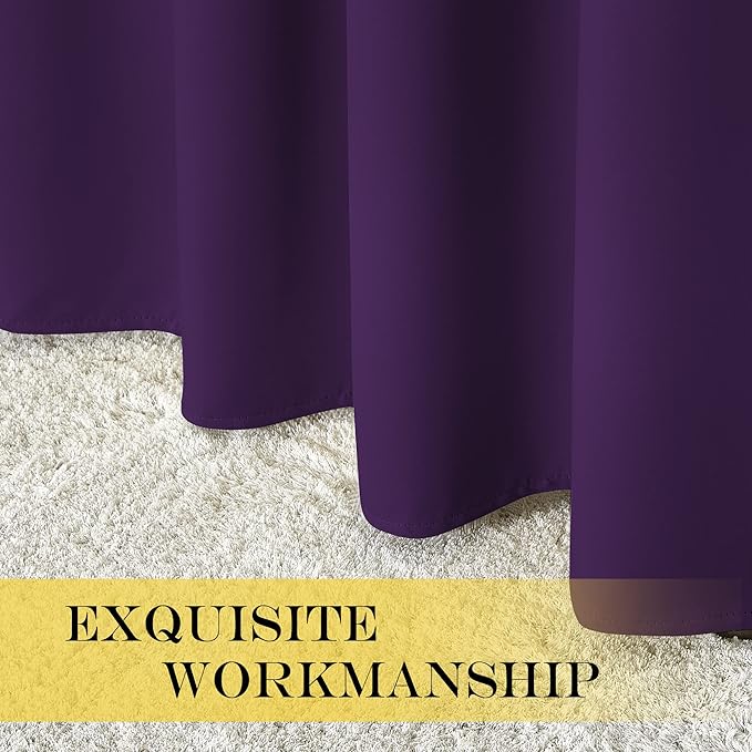 NICETOWN Blackout Window Curtain Panel - (Deep Purple Color) Home Fashion Thermal Insulated Room Darkening Drapery for Bedroom, 52W x 95L, Sold Individually