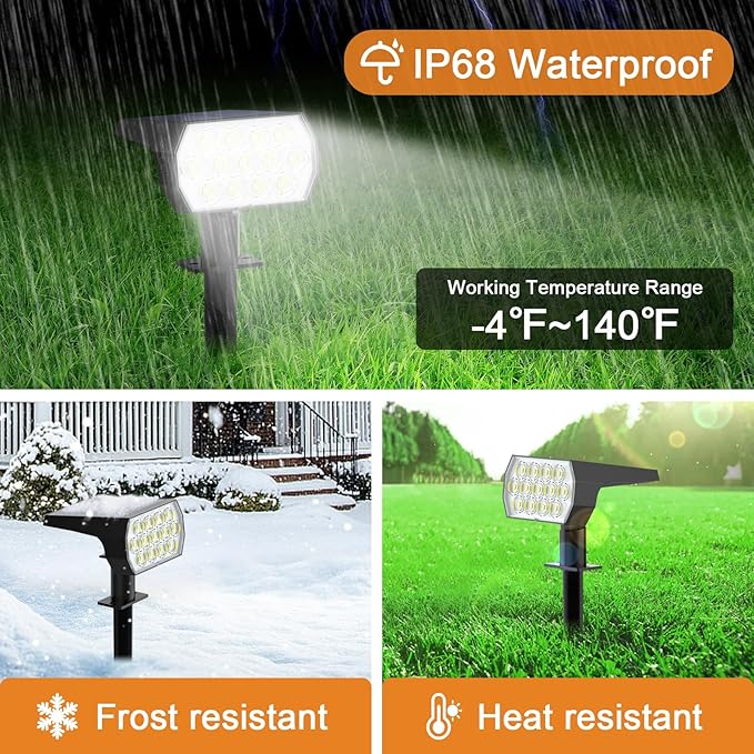 WELALO Solar Spot Lights Outdoor, [6 Pack/65 LED/3 Modes] Solar Landscape Spotlights, Solar Powered Christmas Halloween Lights, IP68 Waterproof Wall Lights for Walkway Yard Garden Driveway(Cool White)