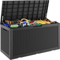 Outdoor Storage Box, Resin Deck Boxes Indoor and outdoor, Waterproof Storage Box Lockable Lid (Black, 101 Gallon)