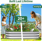 Kesfitt Raised Garden Bed, 4x2x1 FT Galvanized Steel Metal Raised Garden Bed, Oval Open-Bottom Design, 12-Inch Deep for Outdoor Vegetable & Herb Gardening, Silver