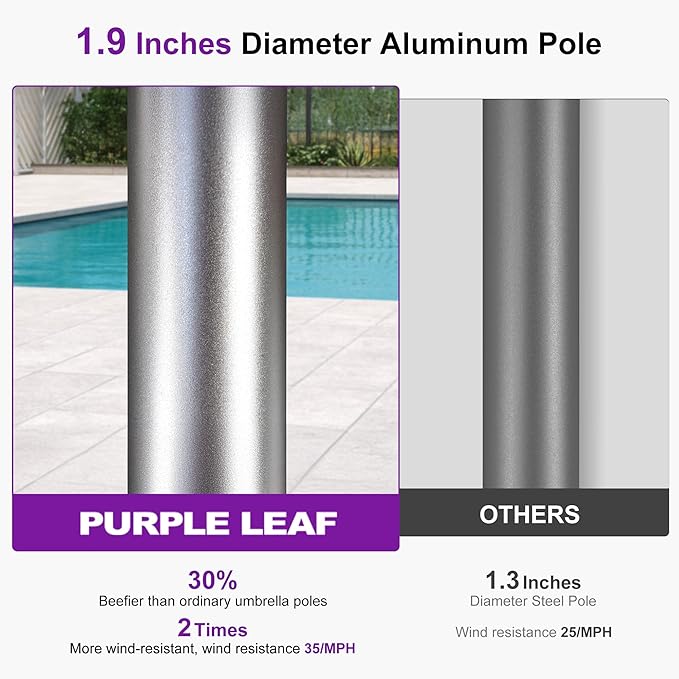PURPLE LEAF 3-Piece Outdoor Chaise Lounge Set with Market Umbrella Adjustable Sunbathing Daybed for Pool, Garden and Backyard Moon Basalt
