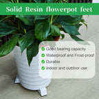 Kigeli 6 Pcs Resin Garden Pot Feet for Outdoor Planters 3 Inch Long 1.5 Inch Tall Flower Handmade Elevator Plant Feet Frost Proof Lifter for 14-20 in Pot (White)