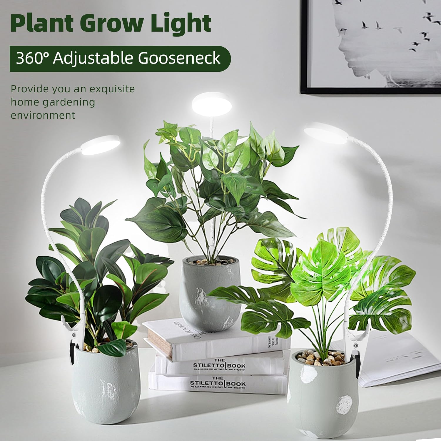 EWPJDK Plant Grow Light Full Spectrum 72 LED with Clip Grow Lamp | Plant Grow Light Lamp for Indoor Plants, Clip-On, Growing Lamp