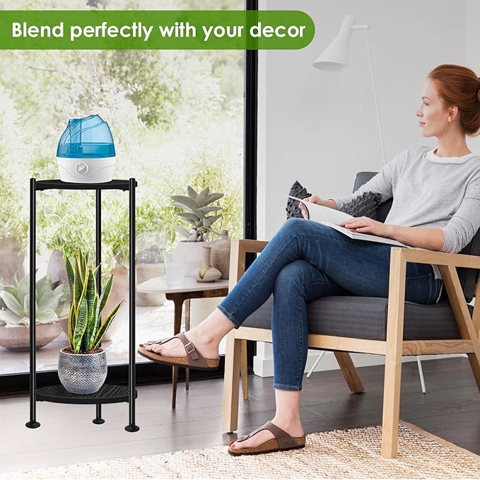 2-Pack Plant Stand Indoor Outdoor, 30'' Tall Plant Stands for Indoor Plants, Heavy Duty Indoor Plant Shelf, 2 Tier Display Rack for Living Room, Balcony, Deck, Black