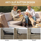 Jing's Villa 7-Piece Outdoor Patio Furniture Set,Ratten Conversation Sectional Sofa w/Coffee Table, All-Weather Patio Conversation Set with Thick and Anti-Slip Cushions for Backyard,Deck,Beige