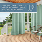 TOWN & COUNTRY BASICS Cabana Solid Heavyweight Indoor Outdoor Curtains, Light Filtering Opacity with Grommet Top, Water Repellent, 2-Pack Set, 54"x84", Seafoam