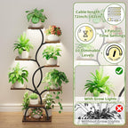 Plant Stand Indoor with Grow Light - 8 Tiered Plant Shelf Indoor, Corner Plant Stand, 49" Tall Plant Shelf with Lights for Indoor Growing, Lighted Flower Holder for Living Room, Balcony, Black