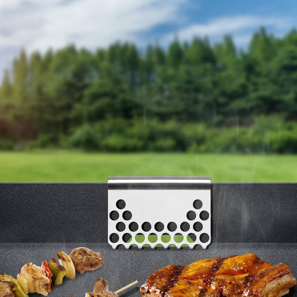 Food Mesh Screen Blocks,Stainless Steel Food Grease Gate Blocker from Falling into Tray,Griddle Grease Trap Accessories for Black Stone and Other Grills (1) | Prevent from Falling into Tray, Griddle Grease Trap Accessories for Black Stone and Other Grills