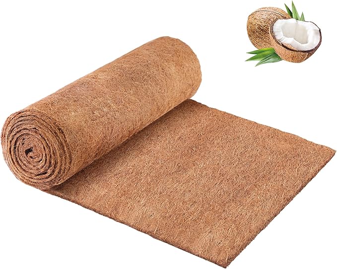 Remiawy Coco Liner Roll, 16 x 120 Inch Coconut Fiber Liners for Planters, Natural Coco Coir Mats Sheet for Flower Basket, Garden Decoration, Reptile Carpet, Animal Pet Pad, Window Box, DIY Moss Pole