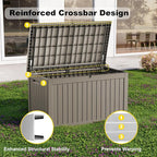 280 Gallon Outdoor Deck Box, Lockable Waterproof Outdoor Storage Boxes For Garden Tools,Indoor Cushions,Accessories Outside Storage Resin Weatherproof Container(Grey)
