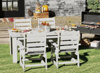 GREENVINES 5-Piece Outdoor Dining Set | HDPE | Patio Table and Chairs Sets for 4 | Patio Furniture | All Weather | Umbrella Hole | White | for Backyard Poolside Garden