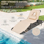 GYMAX Tanning Chair, 350lbs Beach Lounge Chair with Face Hole, Washable Pillow & Carry Strap, Adjustable Folding Chaise Lounge, Layout Lounger for Outside, Patio, Poolside, Lawn (2, Beige)