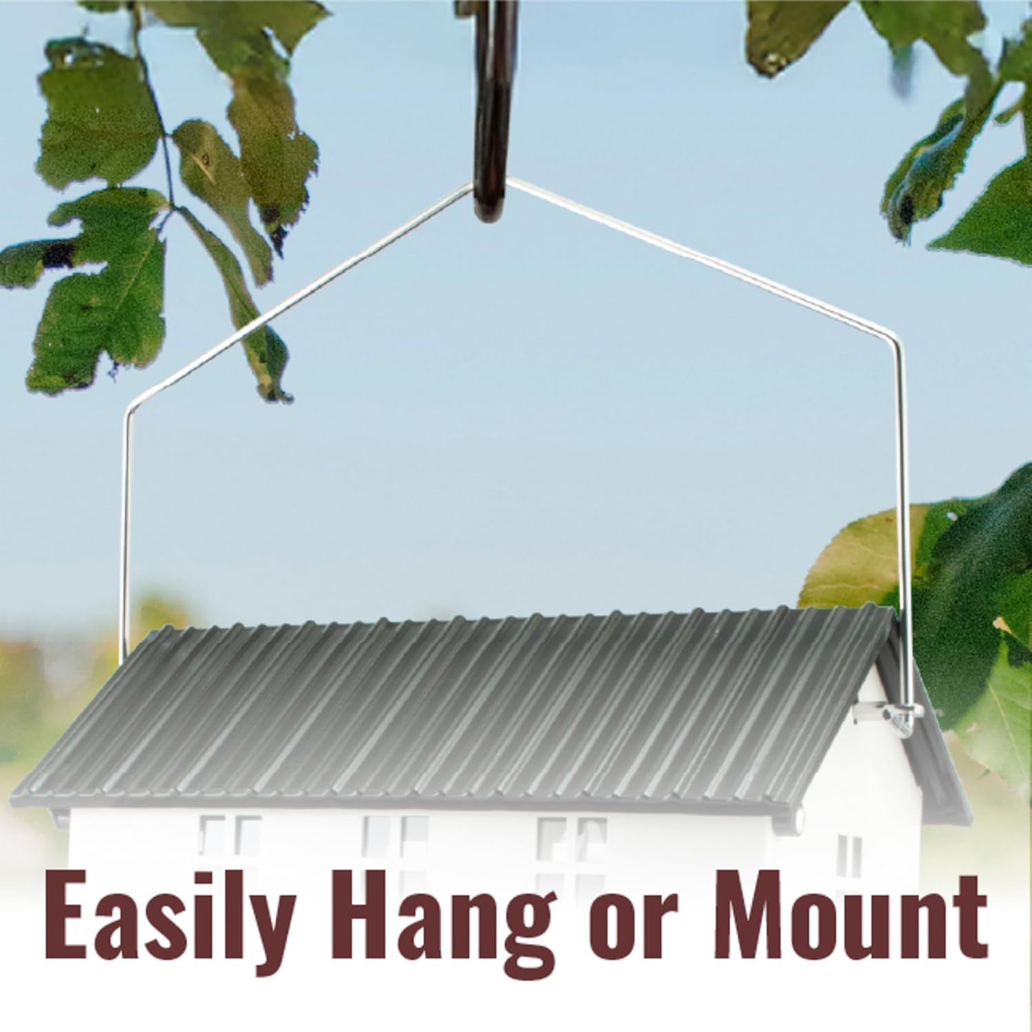 Woodlink Steel Hanging Mount Backyard Farmhouse Squirrel Resistant Wild Bird House Feeder with 10.5 Quarts Seed Feeding Capacity, Black and White