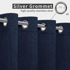 Easy-Going Linen Look Outdoor Curtains Waterproof Windproof Porch Curtains, Soft Thicken Outdoor Privacy Curtains for Patio, Gazebo, Grommet Top and Tab Bottom Drape, 1 Panel, 54x120 inch, Navy