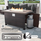 Kullavik 10 Pieces Outdoor Patio Furniture Set with 43" 55000BTU Gas Propane Fire Pit Table PE Wicker Rattan Sectional Sofa Patio Conversation Sets,Grey