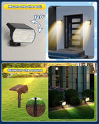 Kaxiida Solar Lights Outdoor Waterproof IP68, 3 Lighting Models Solar Powered Spot Lights Outdoor, 56LED Solar Light Dusk to Dawn for Yard Patio Garden Pathway Landscape Lighting (Warm White,10 Pack)